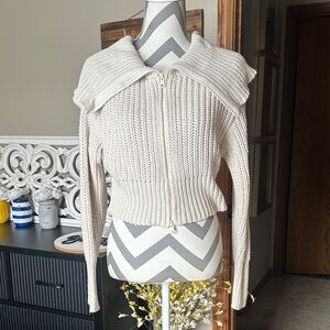 Aerie Cream Zipper Cardigan